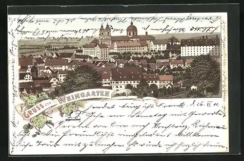 Lithographie Weingarten, Ortsansicht