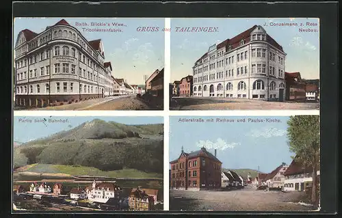 AK Tailfingen, Tricotwarenfabrik, Adlerstrasse, Partie beim Bahnhof