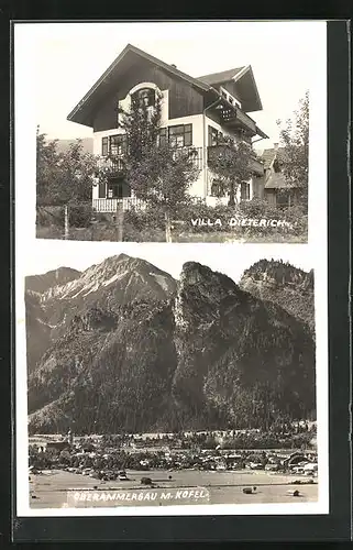 AK Oberammergau, Ortsansicht mit Umgebung, Hotel Villa Dietrich