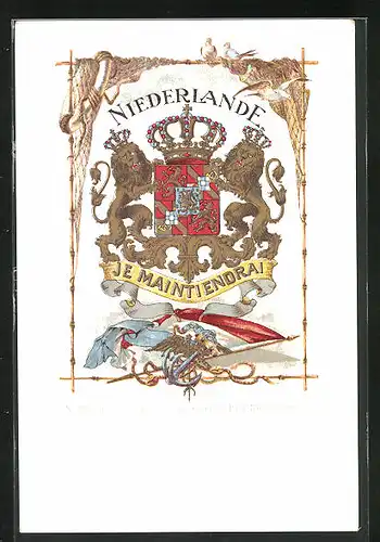 Lithographie Wappen der Niederlande