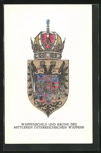 AK Rotes Kreuz Nr. 286: Wappenschild und Krone des mittleren österreichischen Wappens