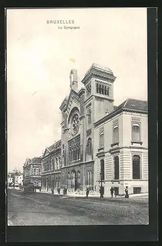 AK Brüssel / Bruxelles, Blick auf die Synagoge