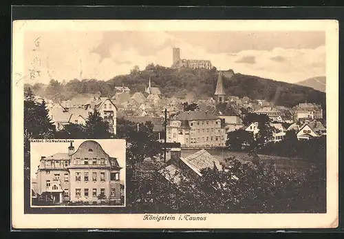 AK Königstein /Taunus, Kathol. Schwesternhaus, Totalansicht mit Ruine