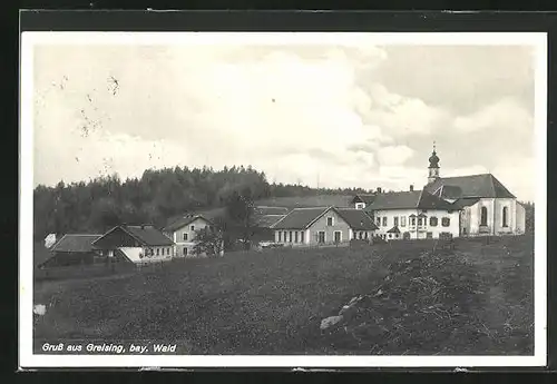 AK Greising, Teilansicht, Kirche