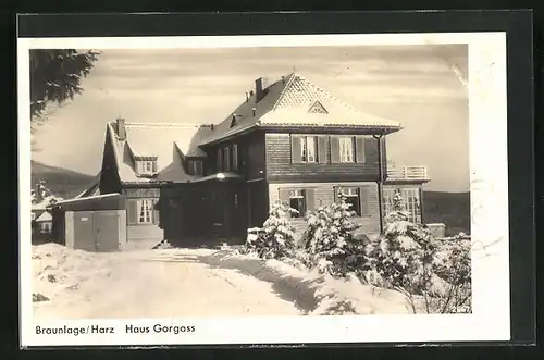 AK Braunlage /Harz, Hotel Pension Gorgass im Winter