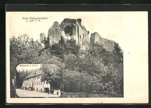 AK Lahr i. B., Gasthaus zum Löwen, Ruine Hohengeroldeck