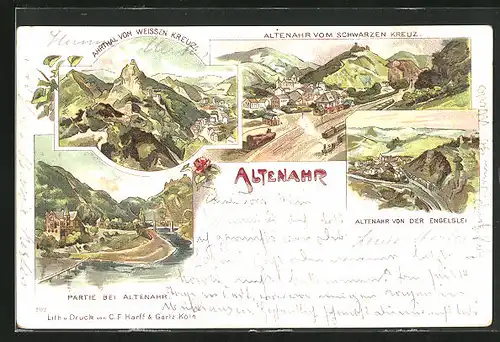 Lithographie Altenahr, Blicke auf den Ort