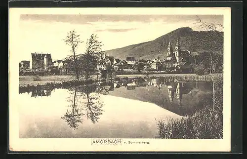 AK Amorbach, Blick über das Wasser auf den Ort