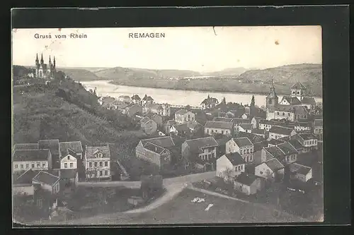 AK Remagen, Ortsansicht mit Rhein