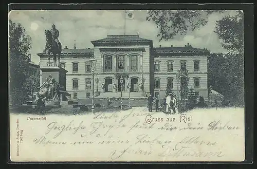 Mondschein-AK Kiel, Universität mit Denkmal