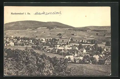 AK Markersdorf i. Sa., Ortsansicht aus der Vogelschau