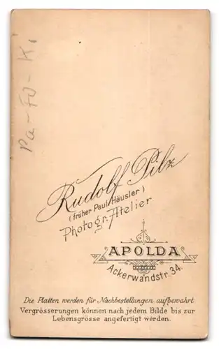 Fotografie Rudolf Pilz, Apolda, Ackerwandstrasse 34, Portrait süsses Kleinkind im weissen Kleid