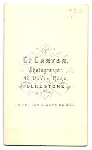 Fotografie C. Carter, Folkestone, 142, Dover Road, Portrait stattlicher Herr mit Vollbart