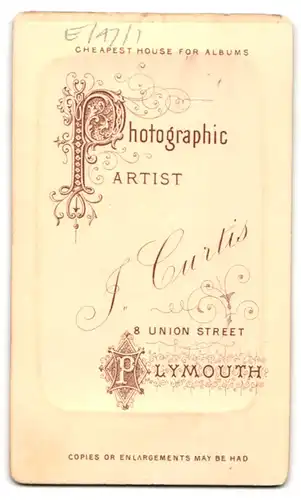 Fotografie J. Curtis, Plymouth, Portrait bürgerlicher Herr mit Bart