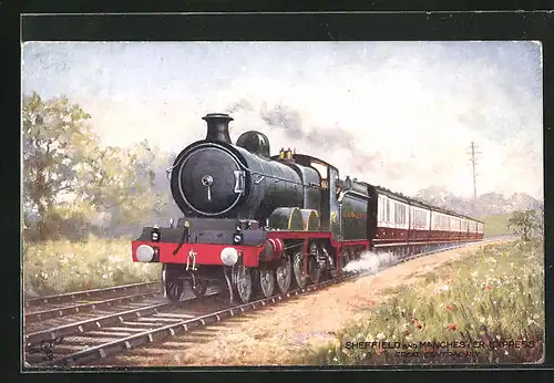 Künstler-AK Sheffield and Manchester Express, Great Central Railway, englische Eisenbahn