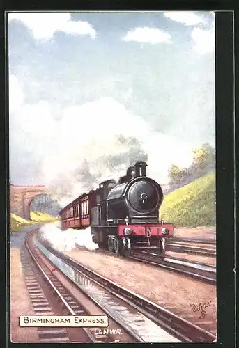Künstler-AK Birmingham Express, L & NWR, englische Eisenbahn