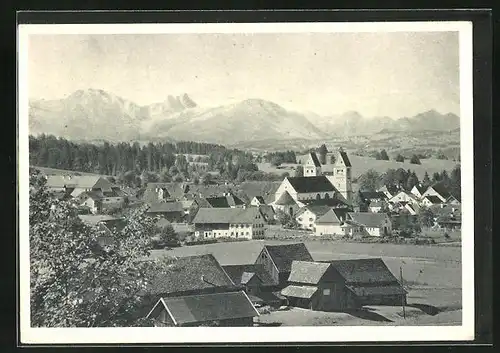 AK Steingaden, Panoramablick auf Ort und Gebirge