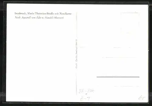 Künstler-AK Edo v. Handel-Mazzetti: Innsbruck, Maria-Theresienstrasse mit Nordkette
