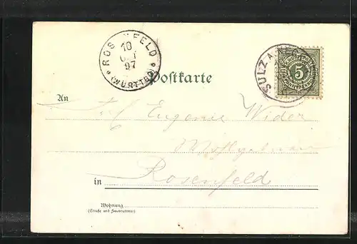 Lithographie Säckingen, Behüt Dich Gott, Trompeter von Säckingen