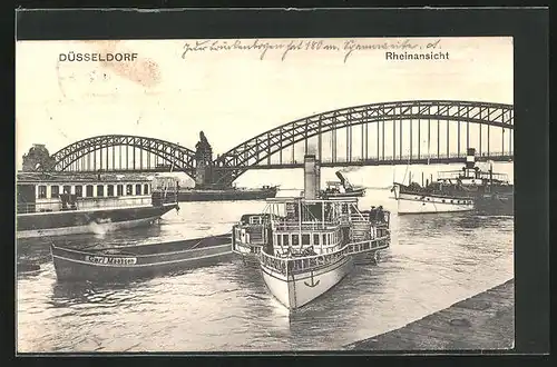 AK Düsseldorf, Rheinansicht, Dampfer, Boot Carl Maassen