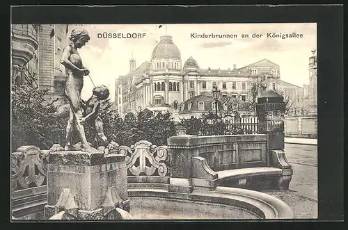 AK Düsseldorf, Kinderbrunnen an der Königsallee