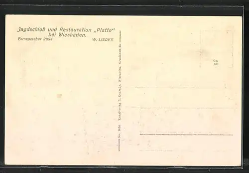 AK Wiesbaden, Gasthaus und Jagdschloss Platte