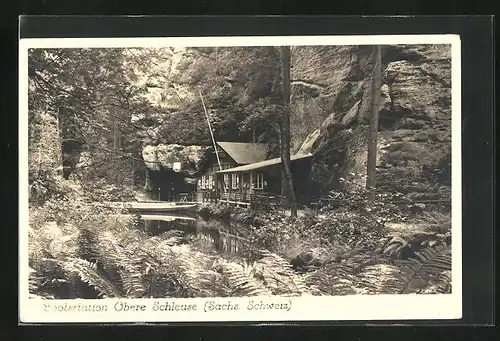AK Hinterhermsdorf /Sächs. Schweiz, Bootsstation obere Schleuse