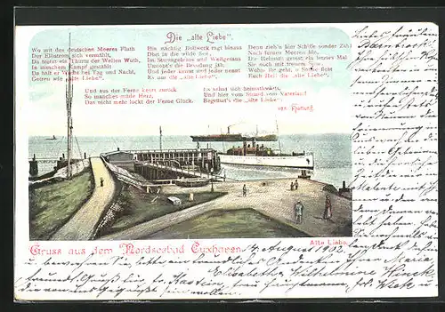 AK Cuxhaven, Hafen mit Dampfer