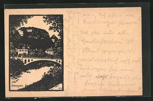 AK Tübingen, Brücke am Fluss