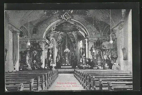 AK Sigmaringen, Inneres der kath. Kirche, Altar