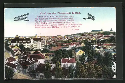 AK Gotha, Flugzeuge über der Stadt
