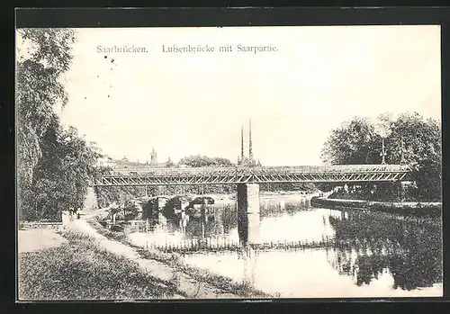 AK Saarbrücken, Luisenbrücke mit Saarpartie