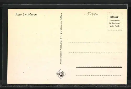 AK Thür bei Mayen, Totalansicht der Gemeinde, Denkmal