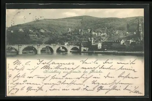 AK Heidelberg, Blick über den Neckar auf die Stadt