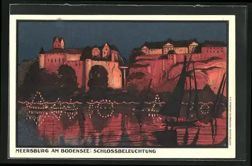 Künstler-AK Meersburg a. B., Schlossbeleuchtung