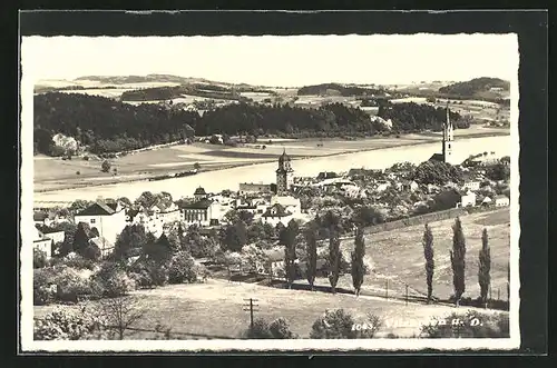AK Vilshofen a. D., Totalansicht mit Donau