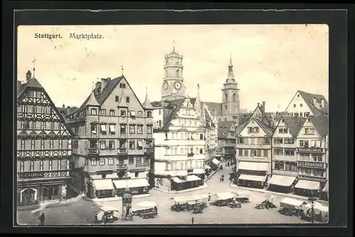 AK Stuttgart, Blick auf den Marktplatz