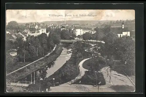 AK Villingen, Partie bei den Bahnhofanlagen