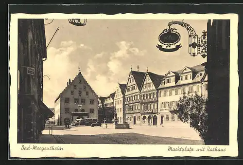 AK Bad-Mergentheim, Marktplatz mit Rathaus