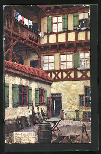 Künstler-AK Photochromie Nr. 2779: Dinkelsbühl, Hetzels Hof am Brodmarkt, Segringer Strasse