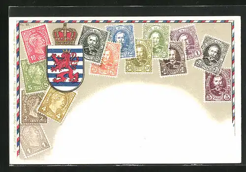 Präge-AK Luxembourg, Briefmarken, Wappen