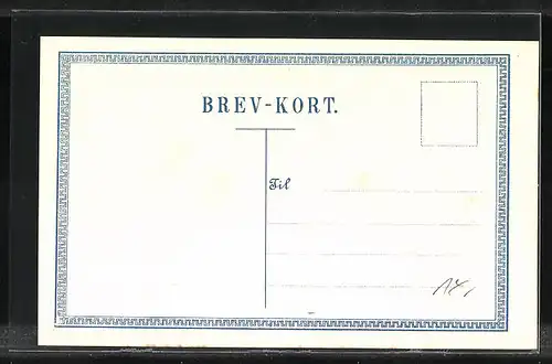 Präge-AK Dänemark, Briefmarken, Wappen und Landkarte