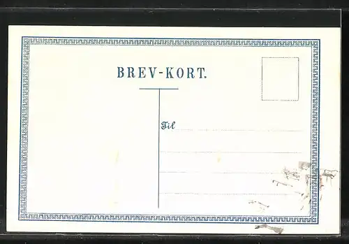 AK Dänemark, Briefmarken, Wappen und Landkarte