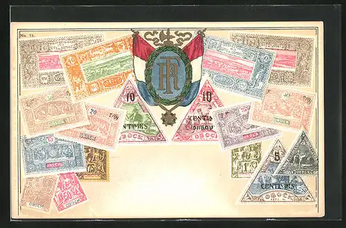 AK Somali, Briefmarken, Wappen und Fahnen