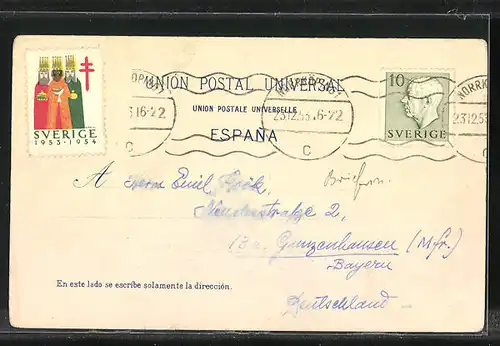 AK Spanien, Briefmarken, Wappen