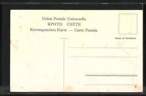Präge-Künstler-AK Kreta, Briefmarken und Wappen, Chocolat Wauters Frères Gand