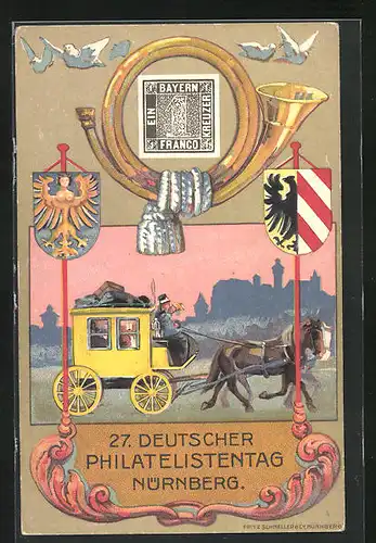 AK Nürnberg, 27. deutscher Philatelistentag 1921, Ganzsache