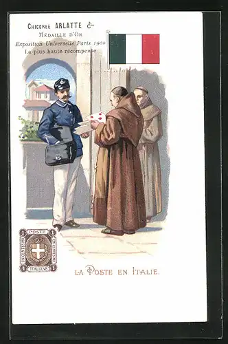 Lithographie La Poste en Italie, Briefmarke