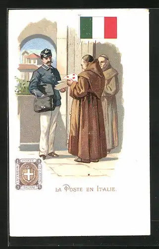 Lithographie La Poste en Italie, Briefmarke