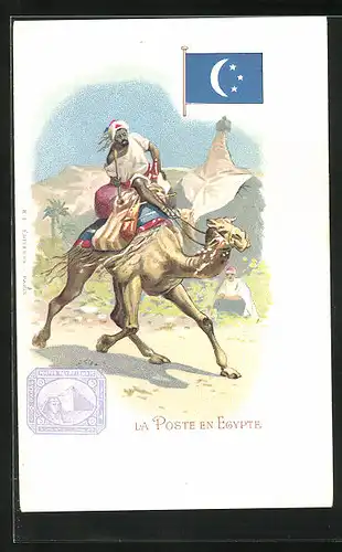 Lithographie La Poste en Egypte, Briefmarke